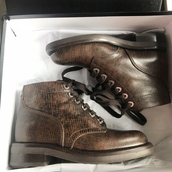 New Auth Chanel Combat Lace Up Ankle Short Boots - Picture 3 of 6